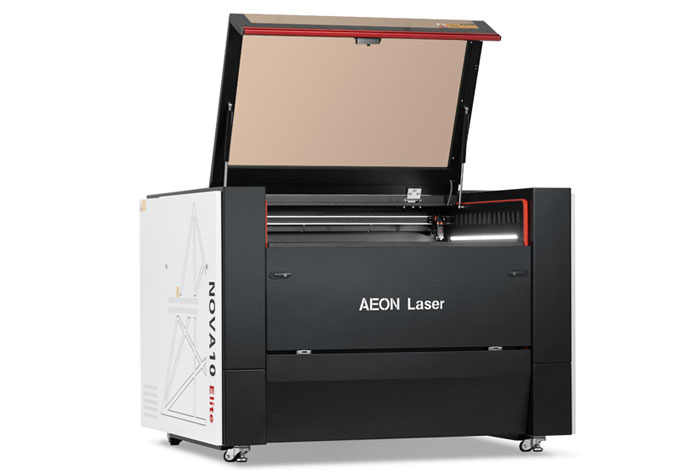 Aeon Nova10 S sesesese  Professional CO2 Laser Cutter and Engraver three-quarter view with lid open